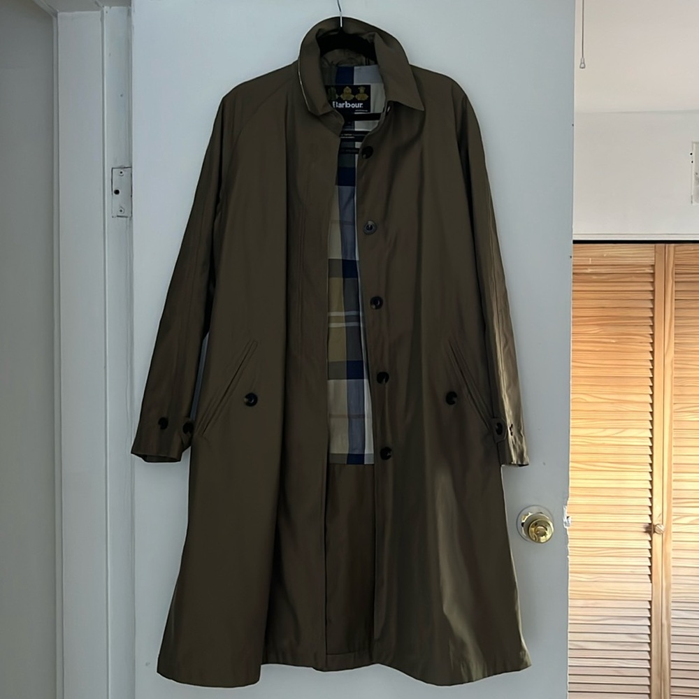 Barbour Brunswick trench coat jacket olive